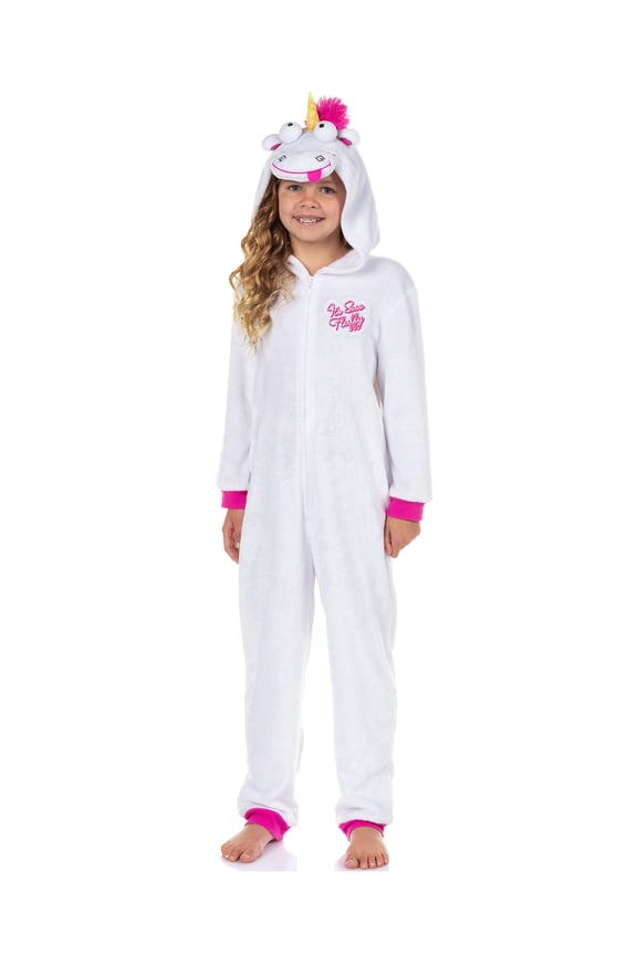 Minion Girls' Fluffy Unicorn Costume Unions Suit One Piece Pajama Outfit For Kids