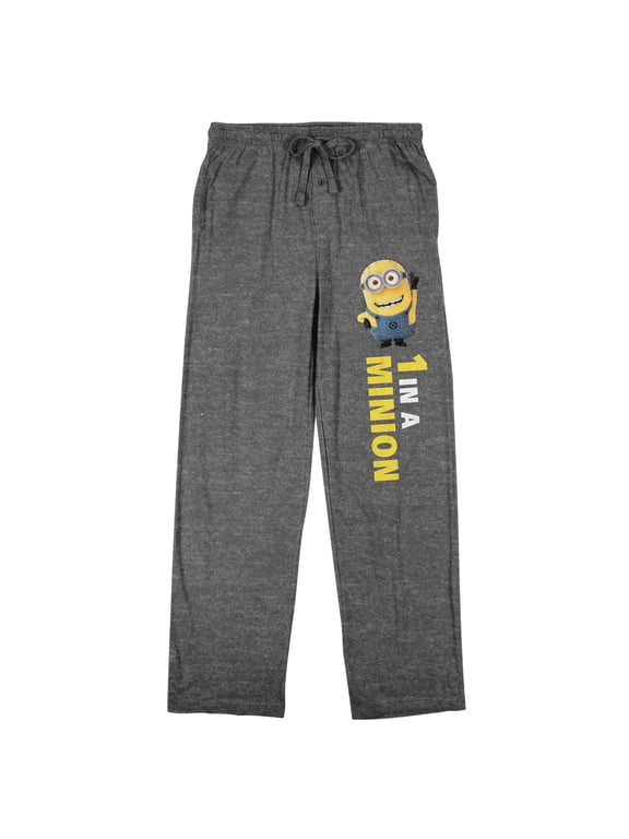 Minions 1 In A Minion Men's Heather Grey Sleep Pants-XXL
