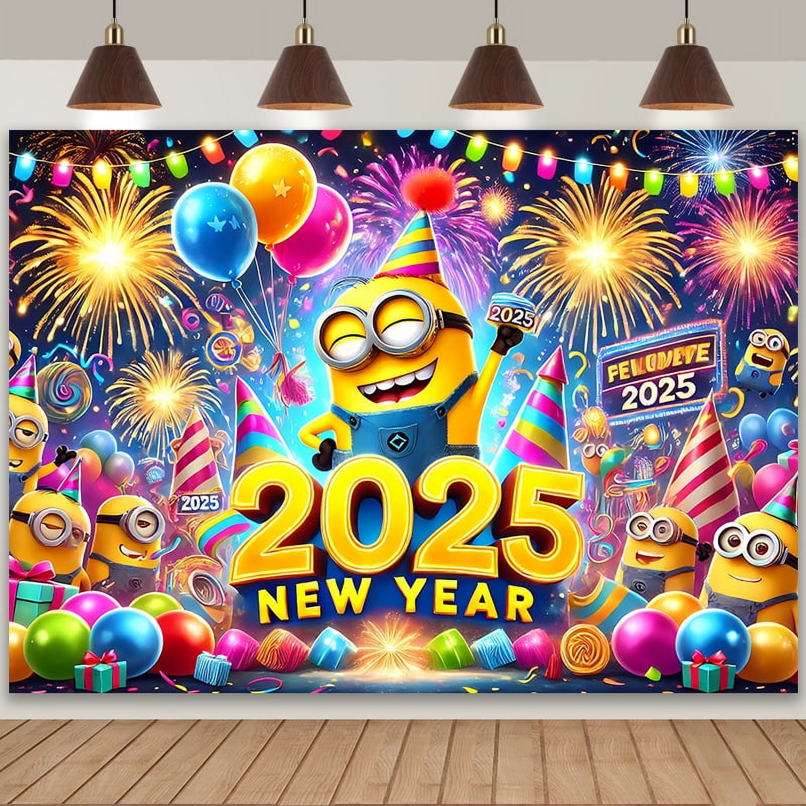 Minions 2025 Happy New Year Anime Cartoon Theme Backdrops Banner Party ...