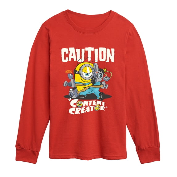 Despicable Me - Caution Content Creator Boys' Long Sleeve Graphic T-Shirt