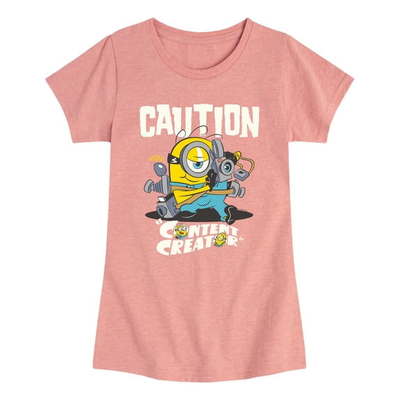 Despicable Me - Caution Content Creator Fitted Short Sleeve Graphic T-Shirt