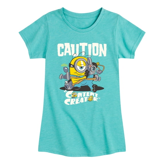 Minions 3 - Caution Content Creator - Youth Girls Fitted Short Sleeve T-Shirt