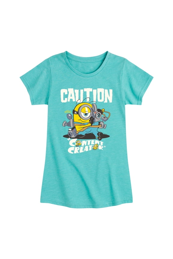 Minions 3 - Caution Content Creator - Youth Girls Fitted Short Sleeve T-Shirt