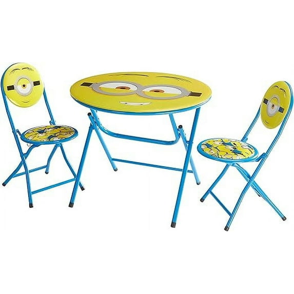 Minions 3 Piece Kids' Round Table and Chair Set, 23.6" x 23.6" x 19.68