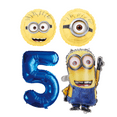 thumbnail image 1 of Minions 5th Birthday Party Foil Balloons Number Set Yellow Blue Kids, 1 of 3