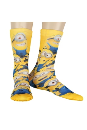 Minions Allover Character Design Men's Sublimated Adult Mid-Calf Crew Socks