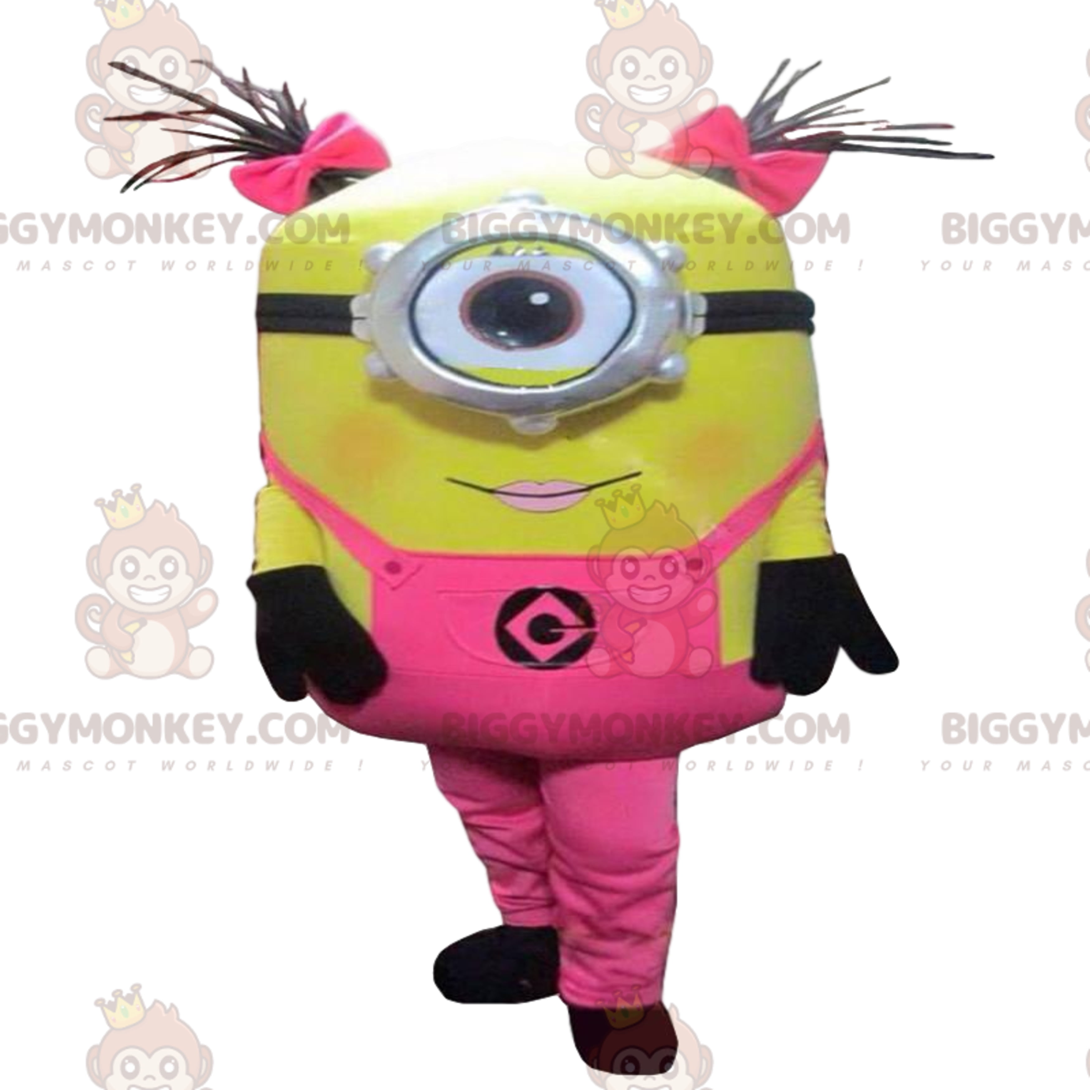 Girls Minions Despicable Me HALLOWEEN Costume Dress Hood Mask Cosplay  M(7/8)
