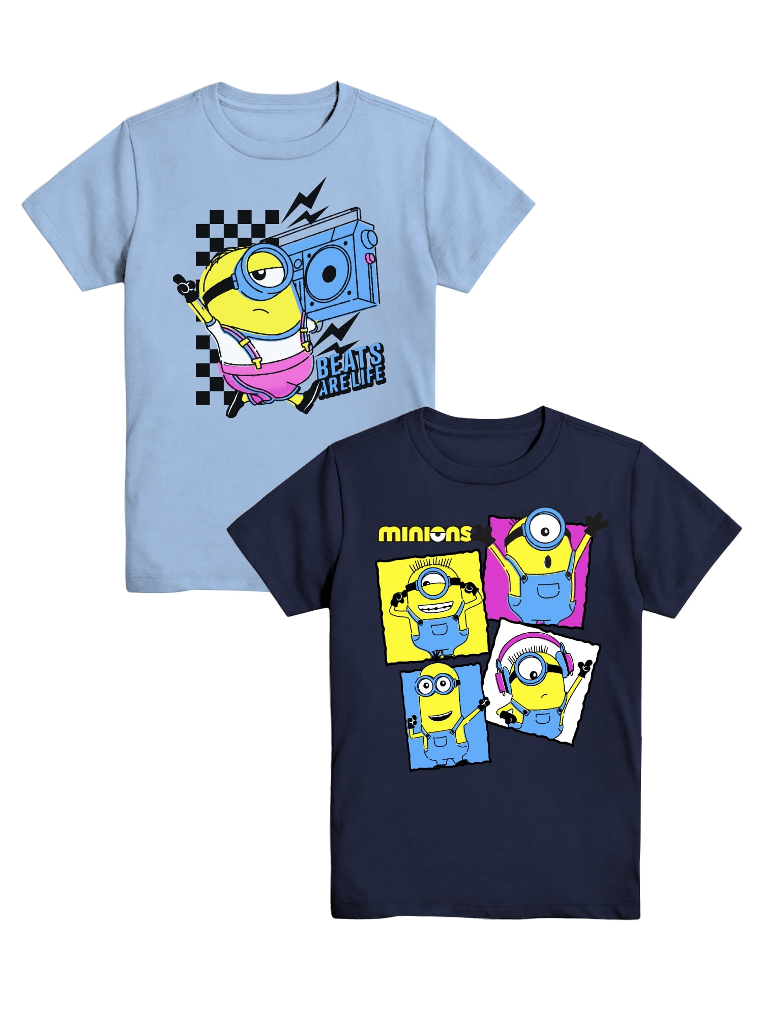 Minions Beats, Boys Apparel Graphic Short Sleeve T-Shirt 2Pack, Sizes 4-18
