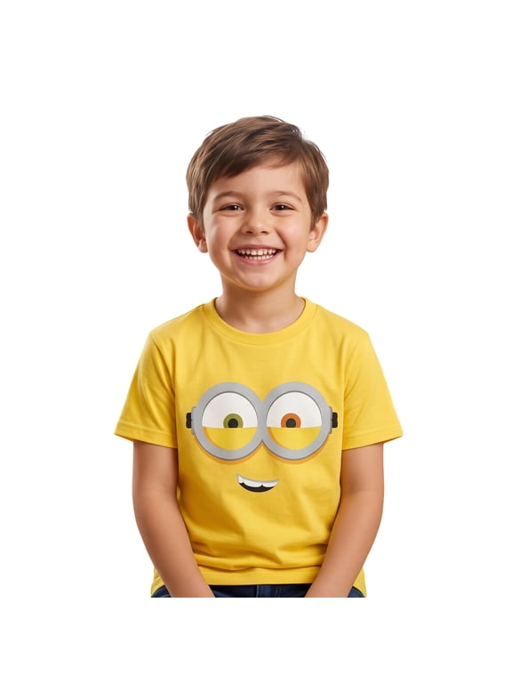 Minions Big Face Youth Halloween Costume T-Shirt Bob, Stuart or Kevin