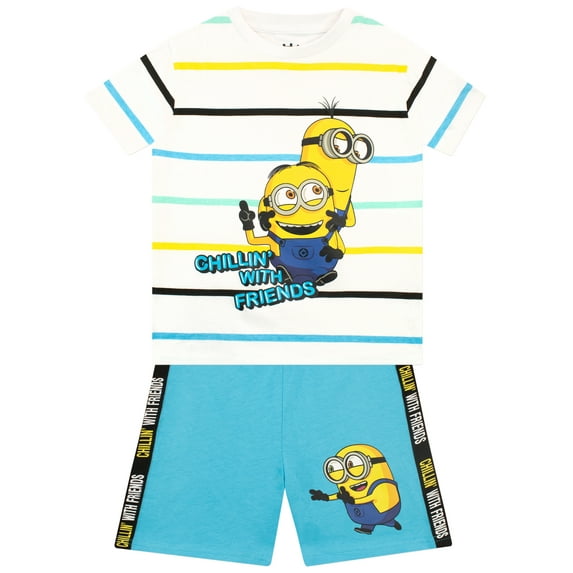 Minions Boys Friends T-Shirt And Short Set Blue Sizes 5-12