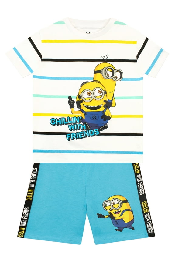 Boys Friends T-Shirt And Short Set Blue Sizes 5-12