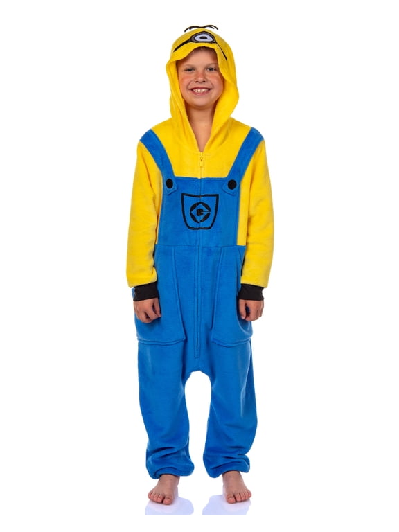 Minions Boy's Kigurumi Union Suit One Piece Fleece Hooded Pajama Stuart and Kevin