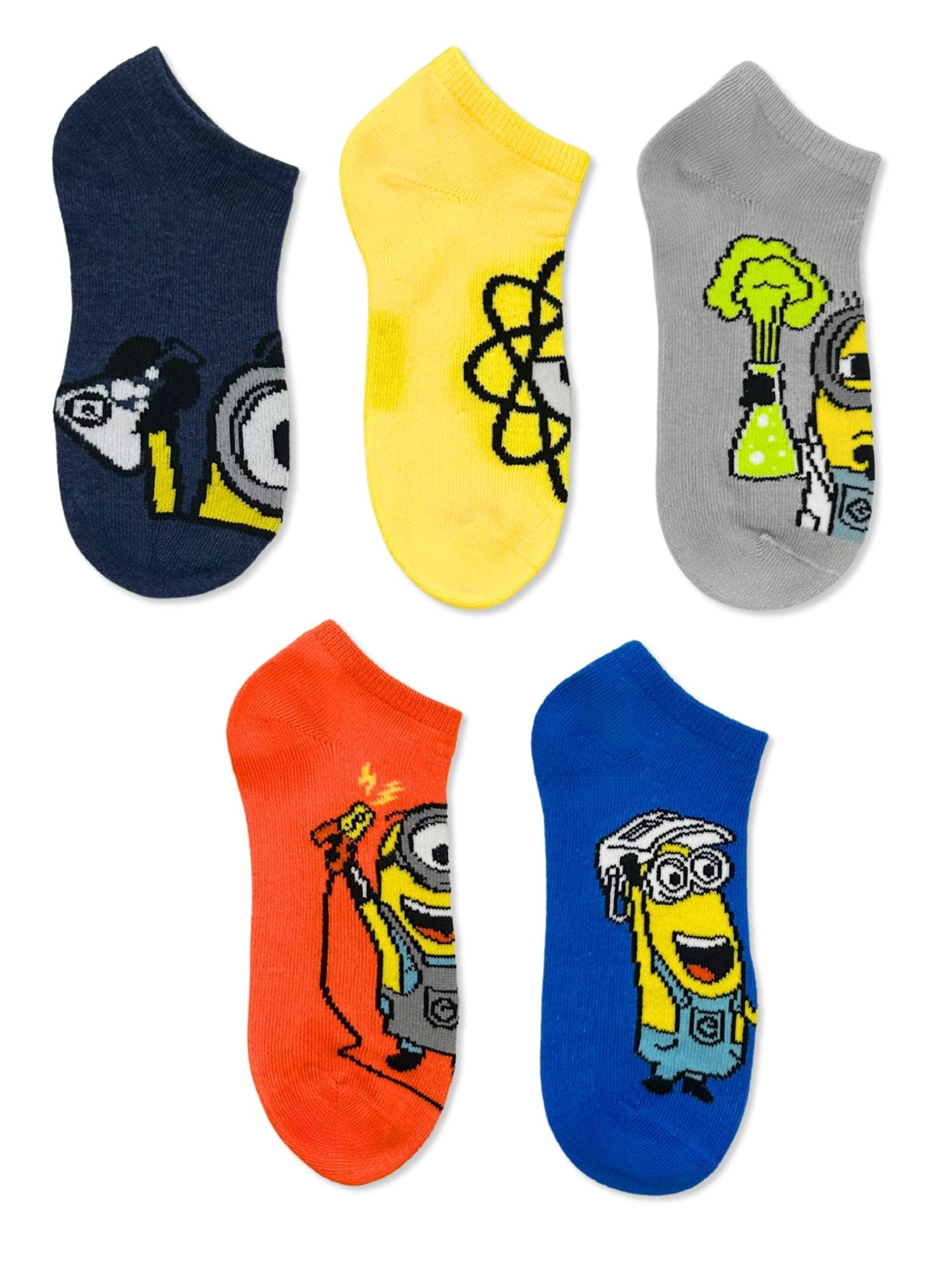 Minions Boys No-Show Socks, 5-Pack, Sizes S/M -M/L