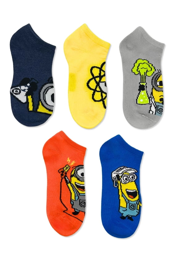 Boys No-Show Socks, 5-Pack, Sizes S/M -M/L
