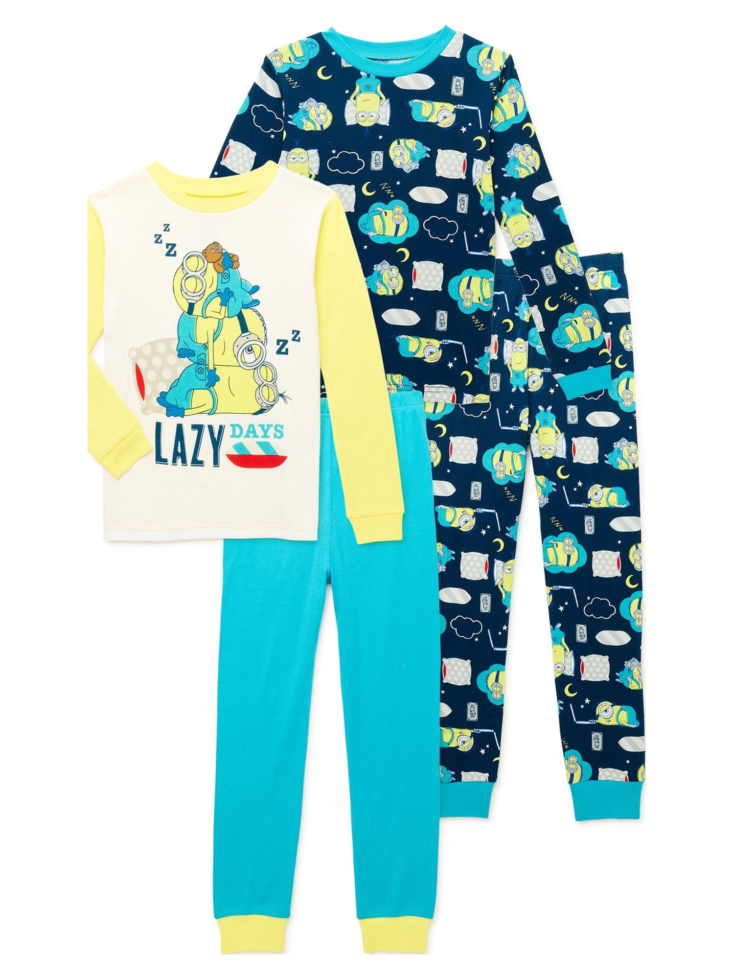 Minions Classic Boys Long Sleeve Tops and Pants 4-Piece Pajama Sleep Set, Sizes 4-10