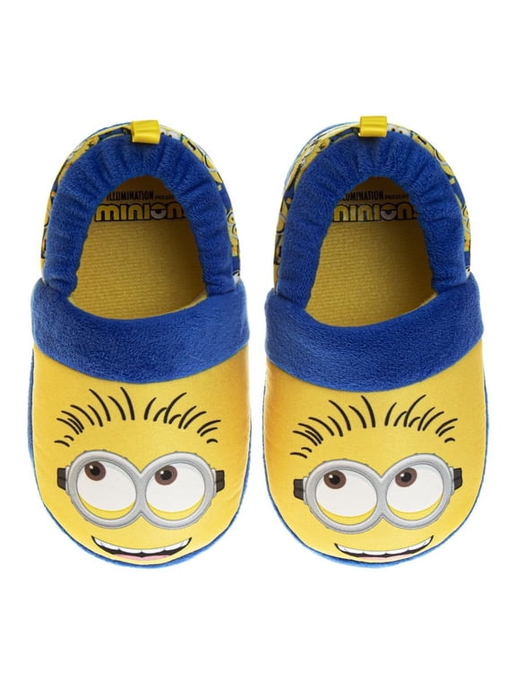 Minions Dual Sizes Kids Slippers. (Toddler Little Kids), Blue Yellow, 11 12