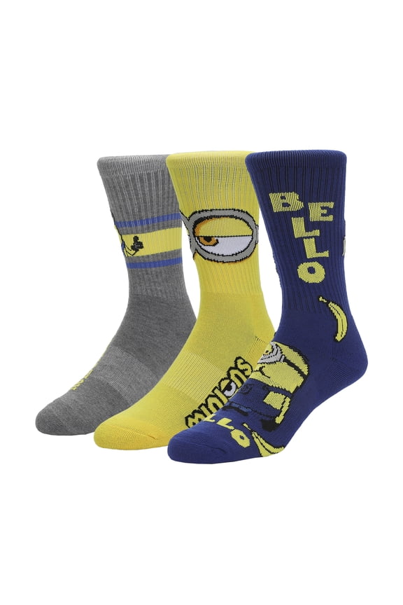 Minions Favorite Characters Men's Athletic Crew Socks (Pack of 3)
