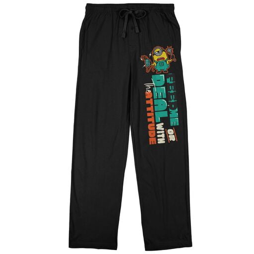 Minions Feed Me Or Deal With The Attitude Women’s Black Sleep Pajama Pants-Small