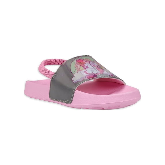 Minions Fluffy Slide Sandal with Back Strap (Toddler Girls)