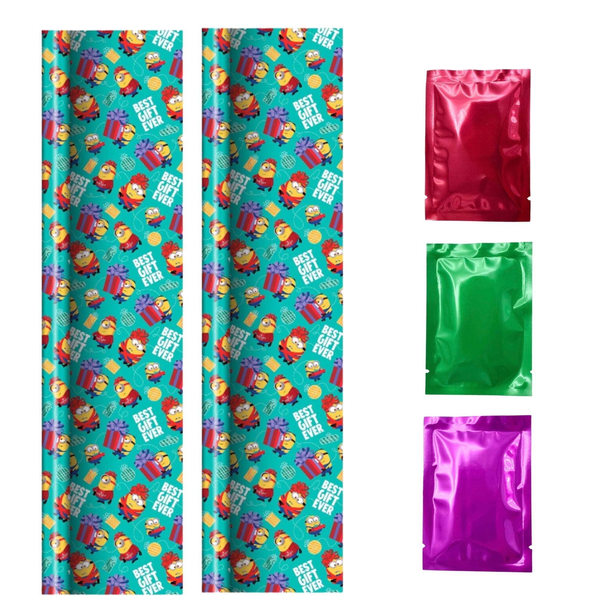Minions Gift Wrapping Paper (2 Rolls) Premium Paper Easy Cutting Birthday Christmas Holiday Gift Wrapper 25in Each Roll w/ Snoep in Beperkte Oplage