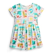 Minions Girls Allover Print Dress with Short Sleeves, Sizes 4-12