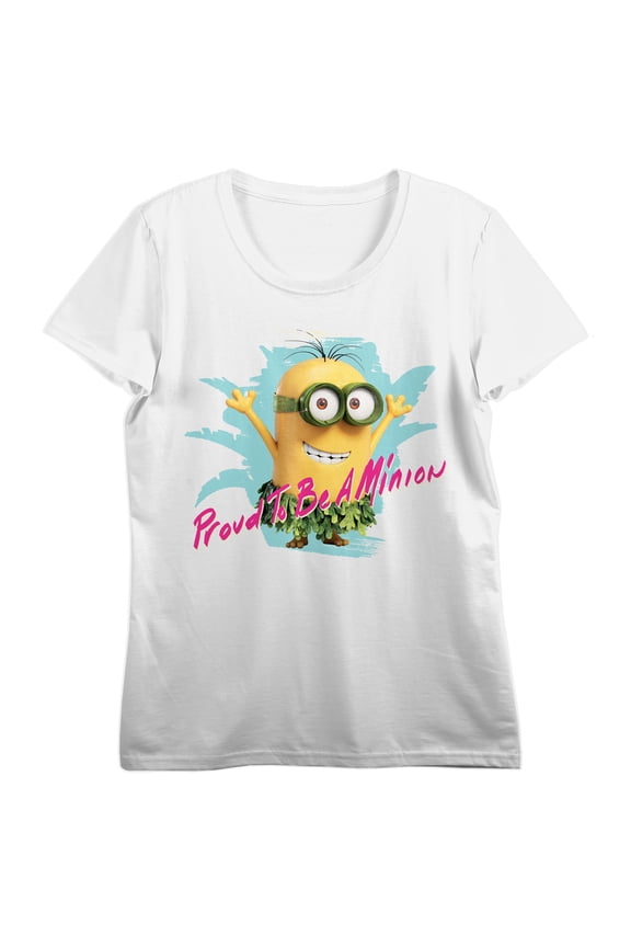 Minions Kevin Proud To Be A Minion Women's White Crew Neck Short Sleeve T-shirt-3XL