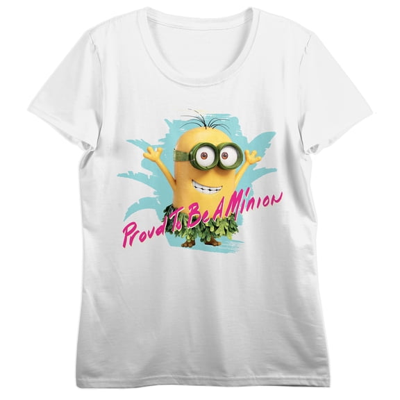 Minions Kevin Proud To Be A Minion Women’s White Crew Neck Short Sleeve T-shirt-XS