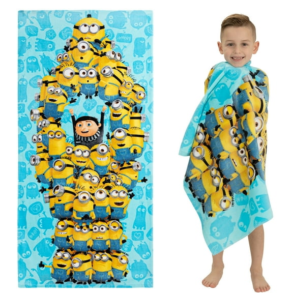 Minions Kids Super Soft Cotton Beach and Bath Towel, 28 x 58 , Blue