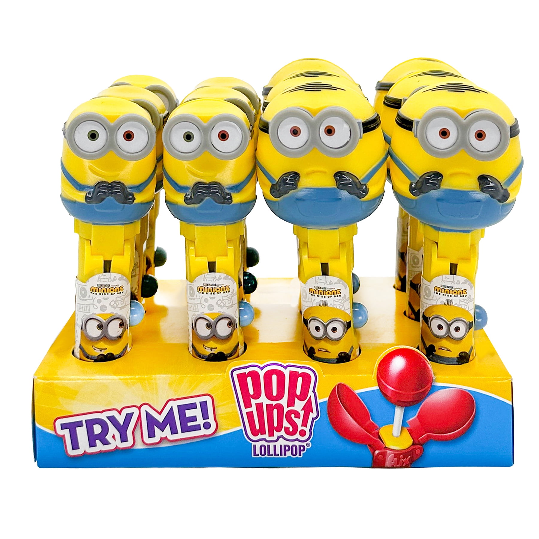 Minions Lollipop Holder Case, 12 Count, Includes Lollipops