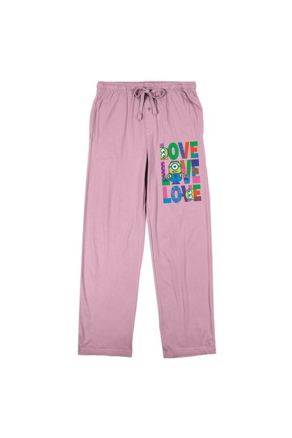 Minions Love Love Love Women's Pink Sleep Pajama Pants-Medium