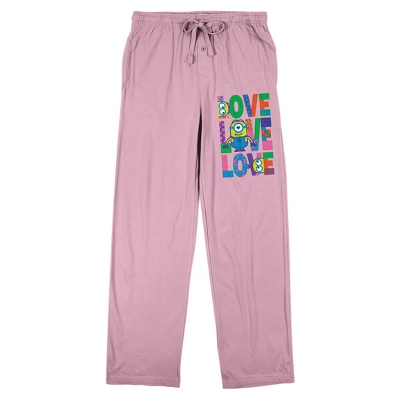 Minions Love Love Love Women's Pink Sleep Pajama Pants-XS