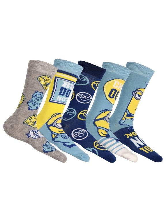 Men's Crew Socks Novelty Movie-Inspired Mid-Calf, 5-Pack, Shoe Size 6-12