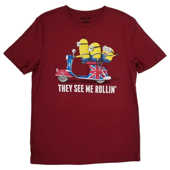 Minions Mens Burgundy Heather They See Me Rollin Short Sleeve T-Shirt Medium