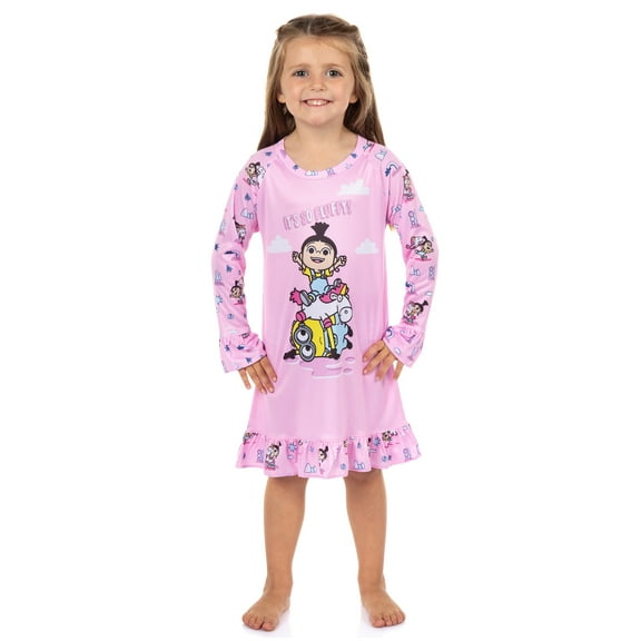 Minions Pajama It's So Fluffy Long Sleeve Raglan Ruffle Nightgown