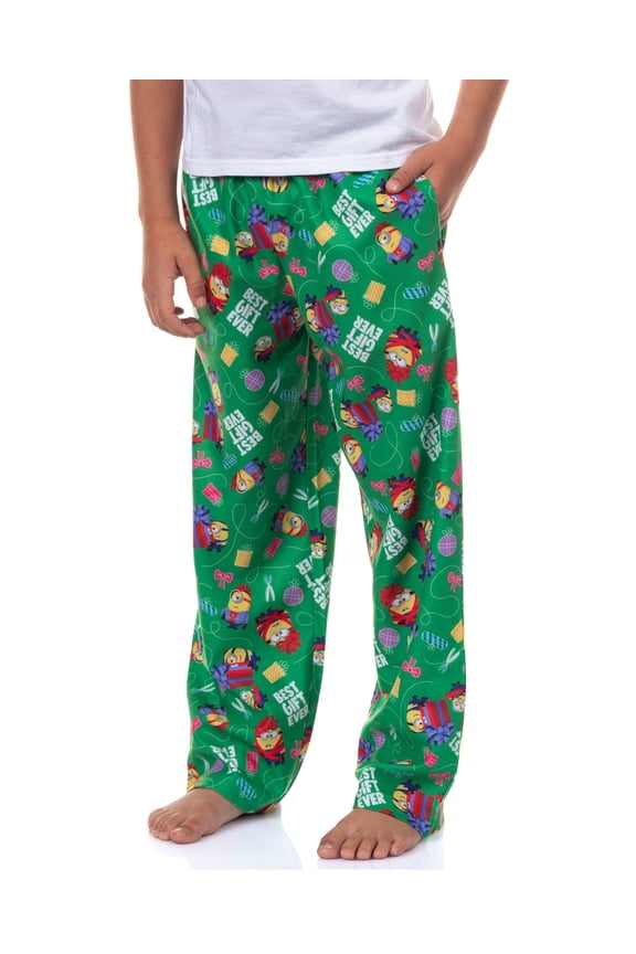 Minions Pajamas Boys' Best Gift Ever Flannel Kids Lounge Sleep PJ Pants