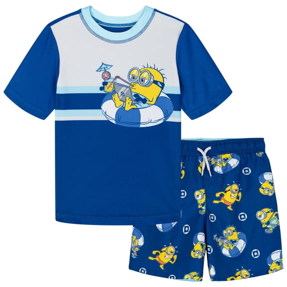 Minions Rash Guard and Swim Trunks UPF 50+ Outfit Set Toddler to Big Kid