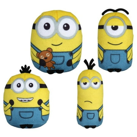 Minions - Set of 4 Assorted Mini Plush 3.5 in. Kevin Otto Stuart & Bob