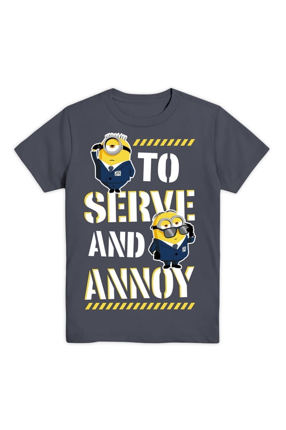 Minions T-Shirt Boy's To Serve and Annoy Bob Stuart Short Sleeve Top