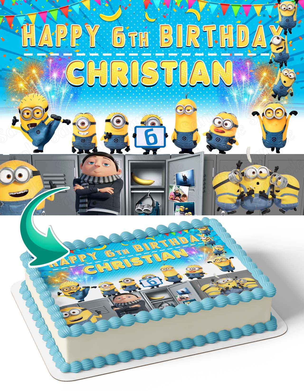 Minions The Rise of Gru Edible Image Cake Topper Personalized Birthday Sheet Decal Banner 1/4 Sheet