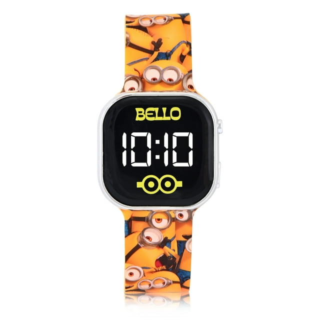 MinionsUnisex Children's LED Watch with Square Case and Printed Silicone Strap (DMF4102WM)