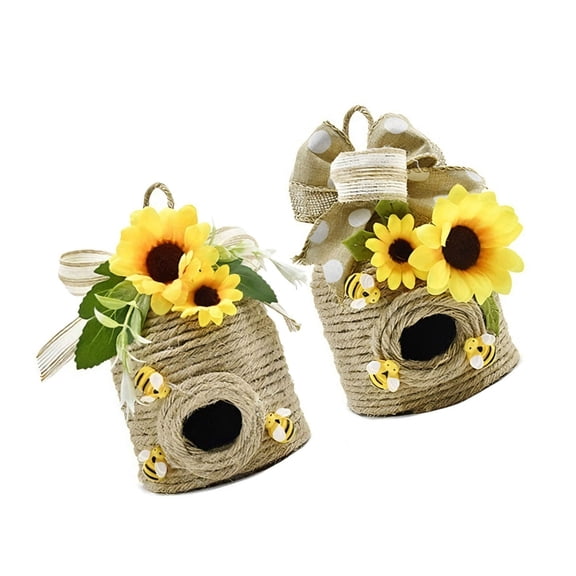 Minis Bees Hives Decors, Natural Bees House Farmhouse Kitchen Tiered Tray Decorations