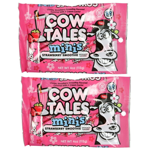 Minis Strawberry Smoothie Candy Individually Wrapped 4 oz Bags for Easter Birthday Holiday Stocking Stuffers Party Favor Treats Goodie Bowl Basket Fillers Sweet Snacking Gift Supplies - 2 count