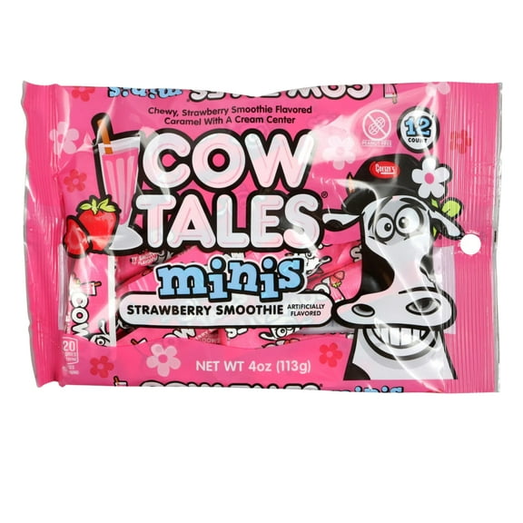 Minis Strawberry Smoothie Candy Individually Wrapped 4 oz Bags for Easter Birthday Holiday Stocking Stuffers Party Favor Treats Goodie Bowl Basket Fillers Sweet Snacking Gift Supplies - 1 count