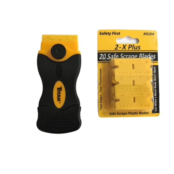 Miniscraper Titan Scraper with 2X Plus Double-Edged Chiseled Razor Blades, Multicolor, 20 Count