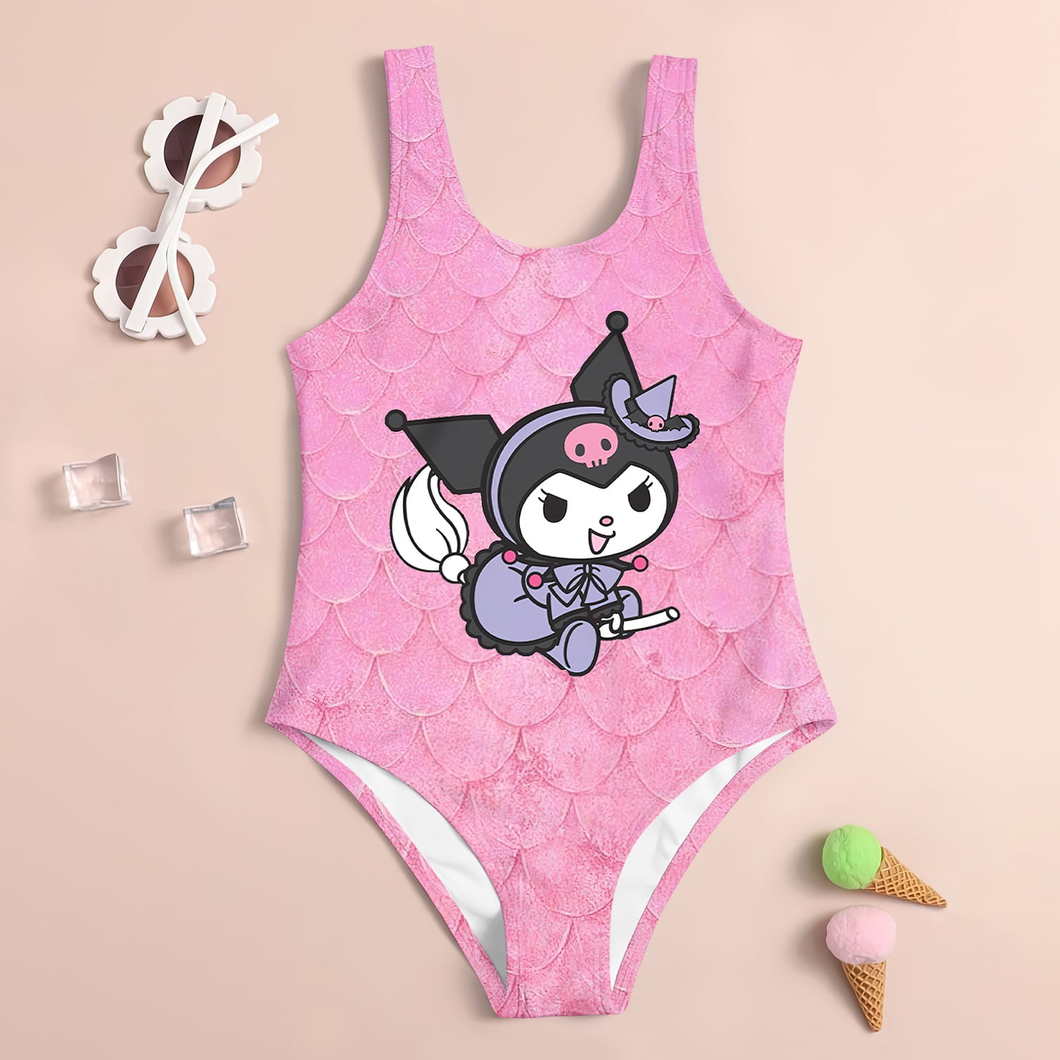 Miniso Cute Children‘s One-Piece Swimsuit Kuromi 3d Printed Girl Women ...