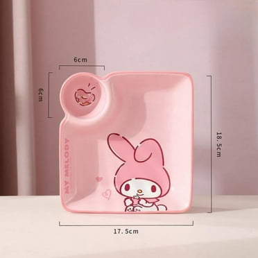 Miniso Hello Kitty Ceramic Dish Cartoon Children's Dishware Cute Melody Breakfast Plate Kawaii Cinnamoroll Dumpling Plate