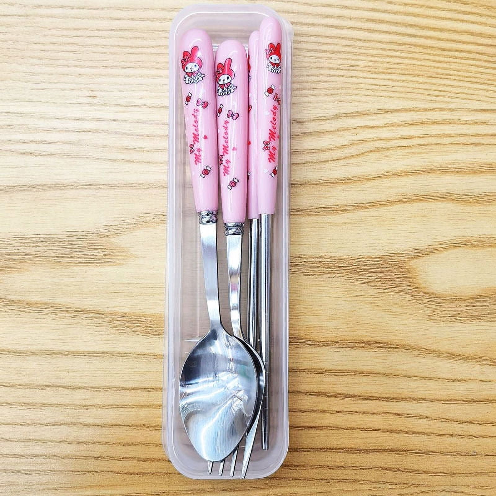 Miniso Hello Kitty Kuromi Cinnamoroll Pachacco Travel Portable Cutlery