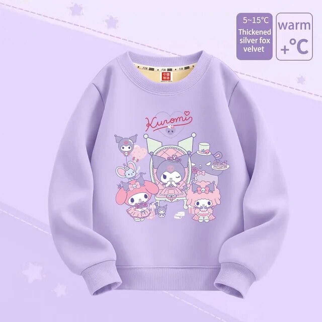 Miniso Kawaii Anime Kuromi My Melody Girl Sweatshirt 2023 Winter Silver ...