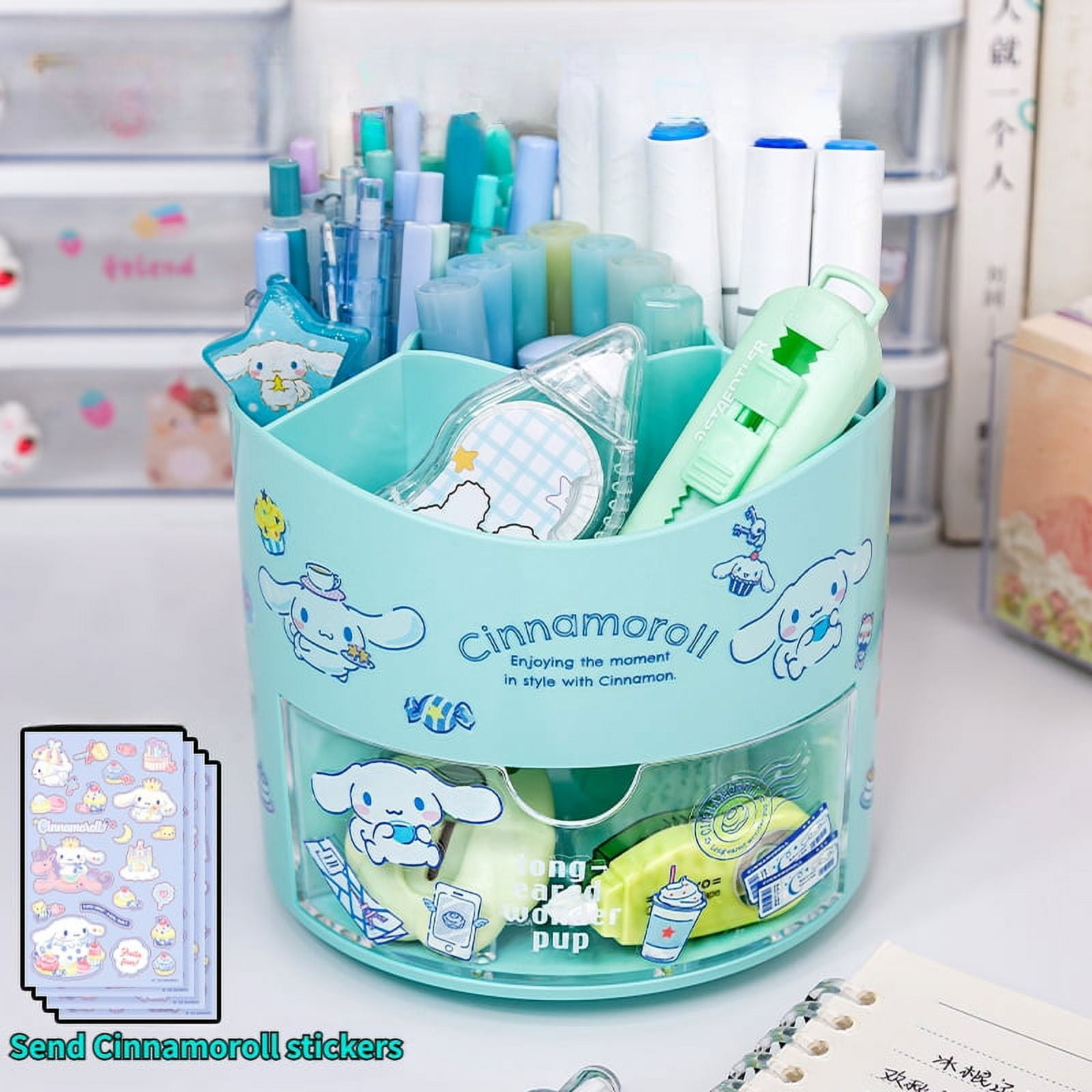 Miniso Sanrio Rotating Pen Holder Storage Box Desk Organizer & Kawaii Sanrio Cinnamoroll