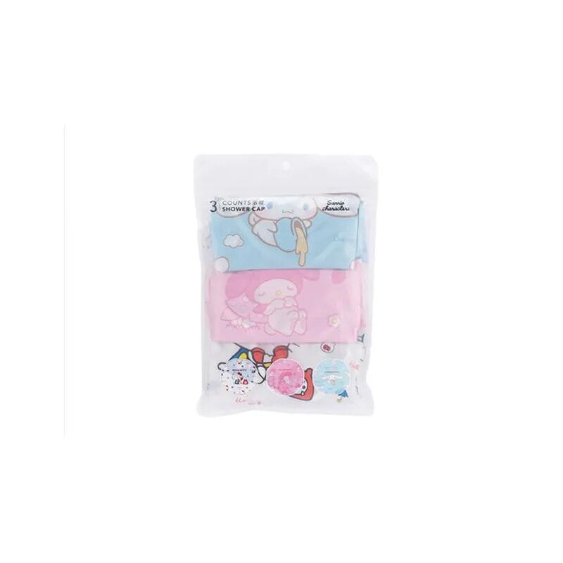 Miniso Sanrio Shower Cap Kitchen Hygiene Hat 3 Pack Travel Portable Dry